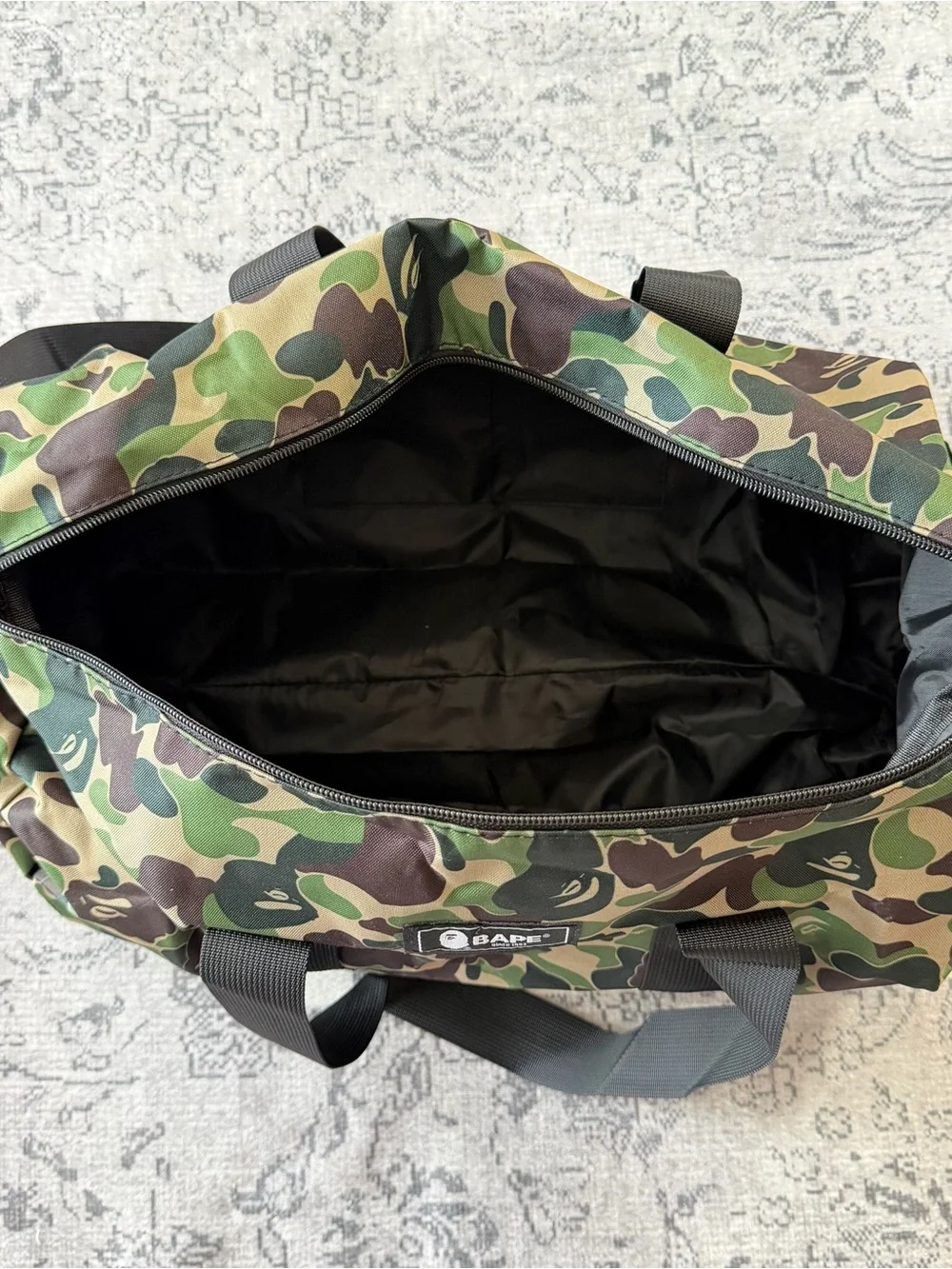 Bape Green Camo Duffel with Black Straps